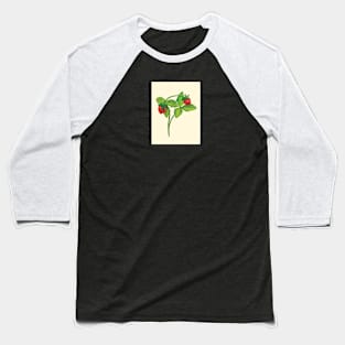 Wild strawberry (Fragaria vesca) - Illustration on beige background Baseball T-Shirt